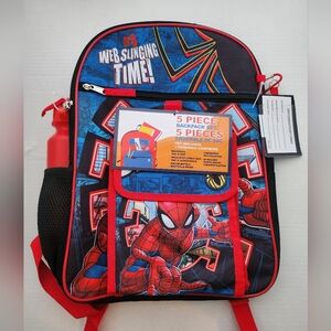 (Brand New) Spider-Man Kids Backpack 5-Piece Set - Bioworld